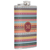 Monogram Tribal Colorful Geometric Pattern Flask Heupfles (Rechts)