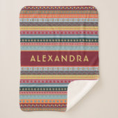 Monogram Tribal Pattern Colorful Sherpa Blanket Deken (Voorkant)