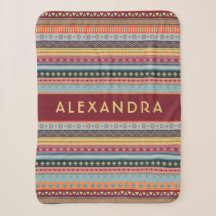Monogram Tribal Pattern Colorful Sherpa Blanket
