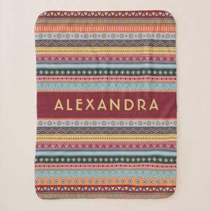 Monogram Tribal Pattern Colorful Sherpa Blanket Deken
