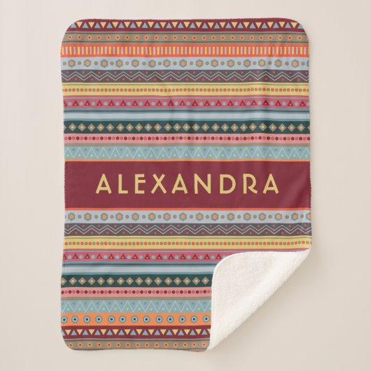 Monogram Tribal Pattern Colorful Sherpa Blanket Deken (Voorkant)