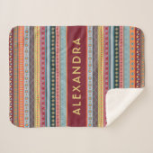 Monogram Tribal Pattern Colorful Sherpa Blanket Deken (Voorkant (horizontaal))