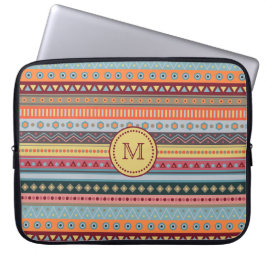 Monogram Tribale kleurrijke neopreen laptophoes Laptop Sleeve