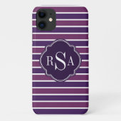 Monogram Trio Royal Paarse Stripes Pattern Case-Mate iPhone Case (Achterkant)