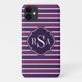 Monogram Trio Royal Paarse Stripes Pattern Case-Mate iPhone Case