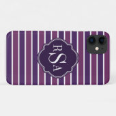 Monogram Trio Royal Paarse Stripes Pattern Case-Mate iPhone Case (Achterkant (horizontaal))