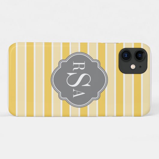 Monogram Trio Yellow Stripes Pattern Case-Mate iPhone Case (Achterkant (horizontaal))