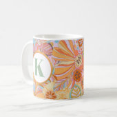 Monogram Trippy Nostalgische Floral Mood Koffiemok (Voorkant links)