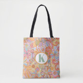 Monogram Trippy Nostalgische Floral Mood Tote Bag (Voorkant)