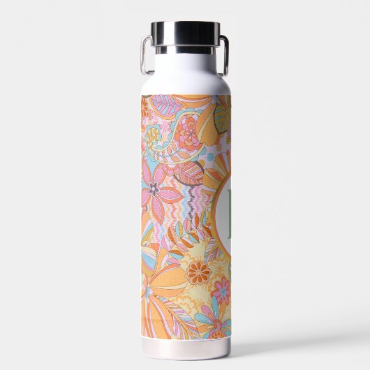 Monogram Trippy Nostalgische Floral Mood Waterfles (Voorkant)