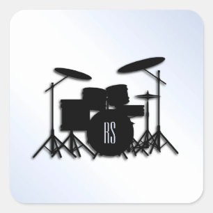 Monogram trommel Blauwe Actie instellen Vierkante Sticker