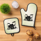 Monogram trommelset Groene tint Ovenwant & Pannenlap Set (Top down)