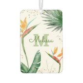 Monogram Tropical Gold Glitter Palm Foliage Script Luchtverfrisser (Achterkant)