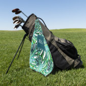 Monogram Tropical Greenery Pattern Monstera Leaf Golfhanddoek (Groen)
