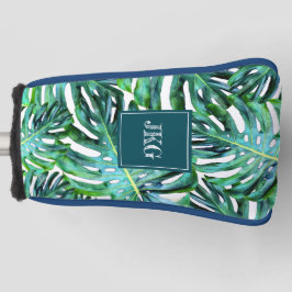 Monogram Tropical Greenery Pattern Monstera Leaf Golfheadcover