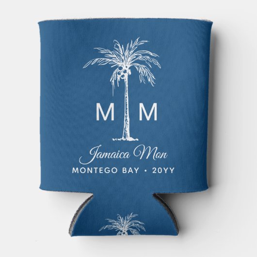 Monogram Tropical Palm Tree Personalized Blikjeskoeler (Voorkant)
