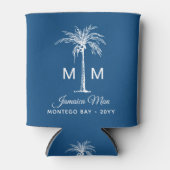 Monogram Tropical Palm Tree Personalized Name Blikjeskoeler (Voorkant)