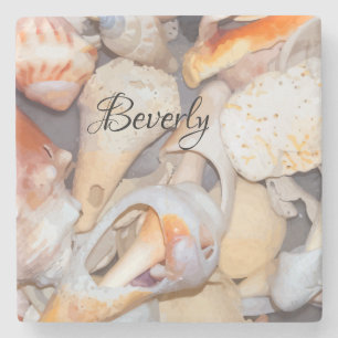 Monogram Tropical Seashell Patroon Stenen Onderzetter