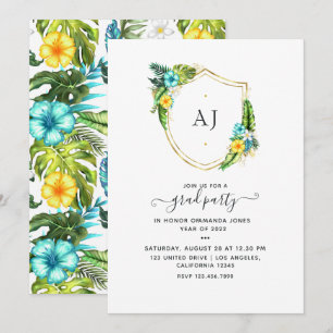 Monogram Tropical Summer Beach Afstuderen Kaart