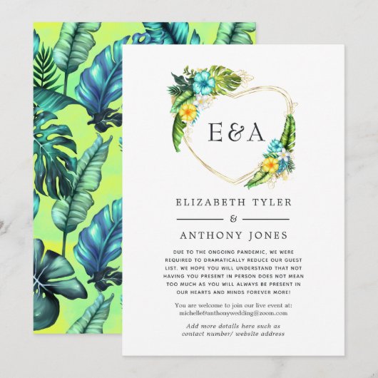 Monogram Tropical Summer Beach Verminderde gastenl Aankondiging (Voorkant / Achterkant)