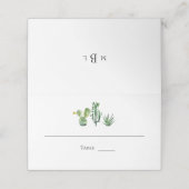 Monogram Tropical Wedding Cactus Plaatskaartje (Buitenkant ongevouwen)