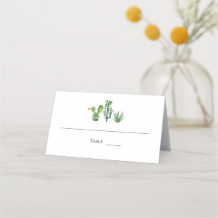 Monogram Tropical Wedding Cactus Plaatskaartje