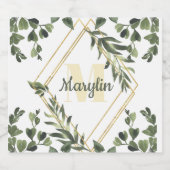 Monogram Tropisch Bladerwerk Minimaal ontwerp Sparkling Wijnetiket (Enkel label)