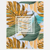 Monogram Tropisch Foliage Botanische Lang Patroon Fleece Deken (Voorkant)