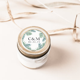 Monogram Tropisch Foliage Weddenschap Ronde Sticker