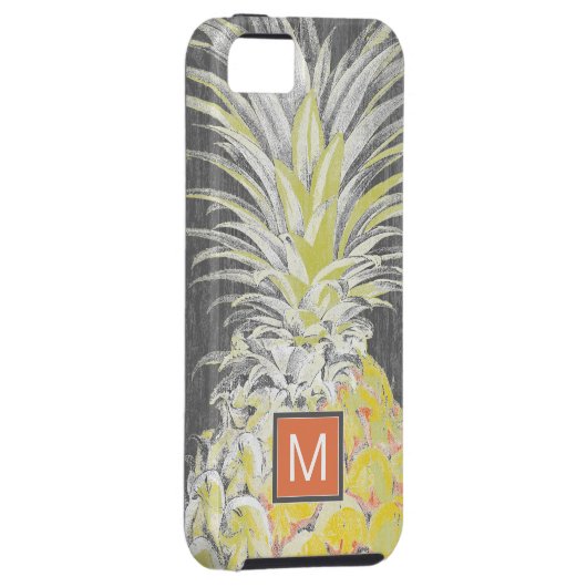 Monogram | Tropisch geel dennappel Case-Mate iPhone Case (Back/Rechts)