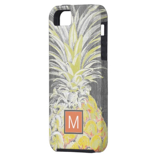 Monogram | Tropisch geel dennappel Case-Mate iPhone Case (Achterkant Links)