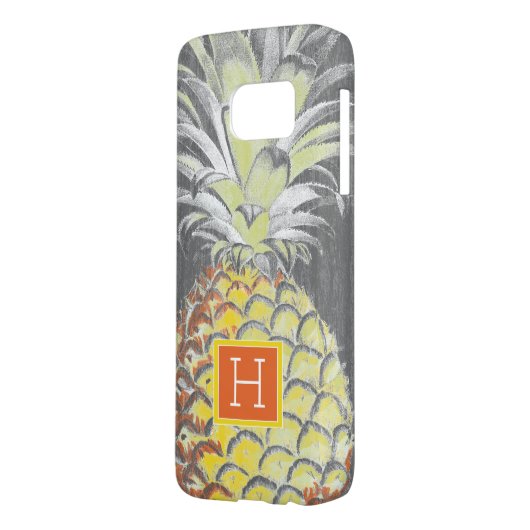 Monogram | Tropisch gele dennappel op grijs Case-Mate Samsung Galaxy Hoesje (Achterkant Links)