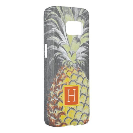 Monogram | Tropisch gele dennappel op grijs Case-Mate Samsung Galaxy Hoesje (Back/Rechts)