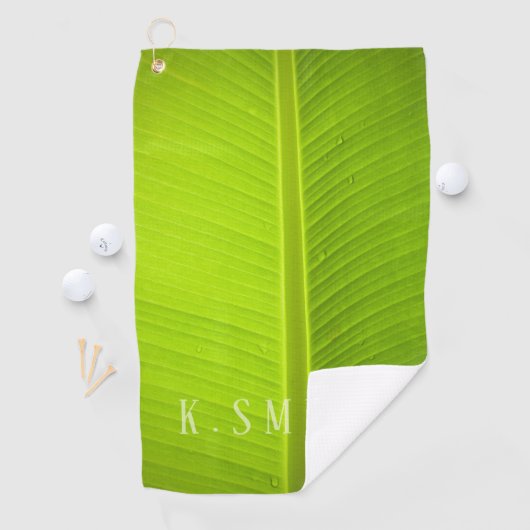 Monogram Tropisch Groen Banaan Leaf Golfhanddoek (Insitu)
