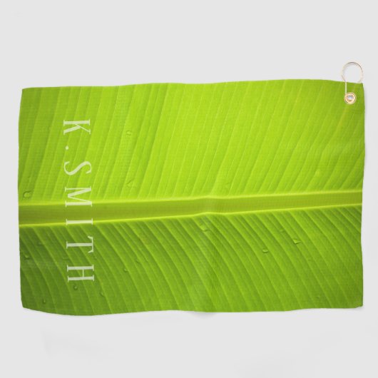 Monogram Tropisch Groen Banaan Leaf Golfhanddoek (Horizontaal)