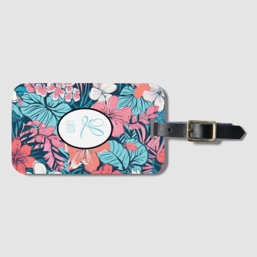 Monogram tropisch Hawaïaans Bagagelabel (Voorkant (horizontaal))
