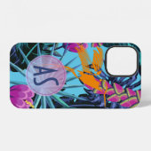 Monogram Tropisch Lofwerk Kolibrie iPhone Hoesje (Achterkant horizontaal)