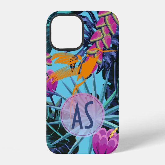 Monogram Tropisch Lofwerk Kolibrie iPhone Hoesje (Achterkant)
