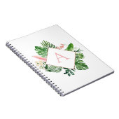 Monogram Tropisch Palm Groen Wit Botanisch Notitieboek (Rechterzijde)