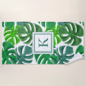 Monogram Tropisch Palm Leaf Pattern Strandlaken (Voorkant)