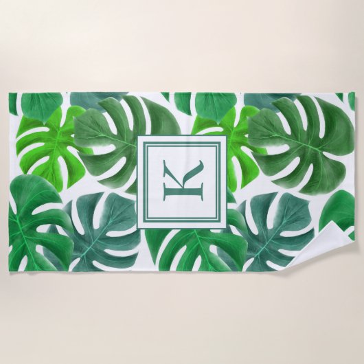 Monogram Tropisch Palm Leaf Pattern Strandlaken (Voorkant)