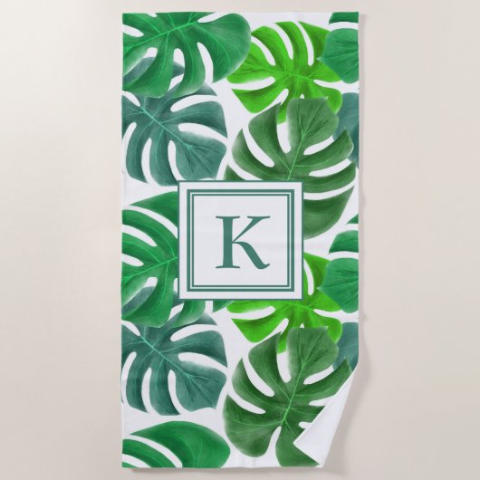Monogram Tropisch Palm Leaf Pattern Strandlaken (Voorkant)