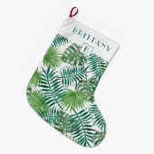 Monogram Tropisch Palm Leaves Green Grote Kerstsok (Voorkant (Hangend))