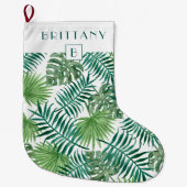 Monogram Tropisch Palm Leaves Green Grote Kerstsok (Voorkant)