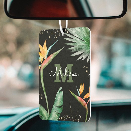 Monogram Tropisch Palm Loofwerk Goud Zwart Schrift Luchtverfrisser