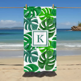 Monogram Tropisch Palmblad Patroon Strandlaken