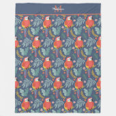 Monogram Tropisch Patroon Land Blue Parrot Fleece Deken (Voorkant)