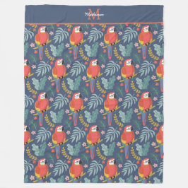 Monogram Tropisch Patroon Land Blue Parrot Fleece Deken