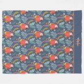 Monogram Tropisch Patroon Land Blue Parrot Fleece Deken (Voorkant (Horizontaal))