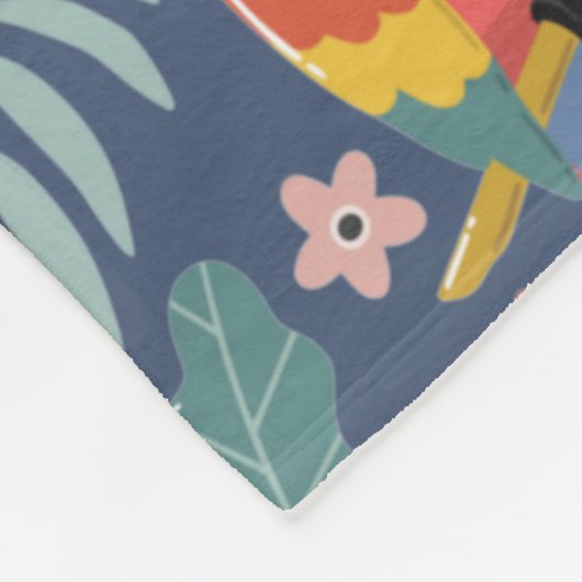 Monogram Tropisch Patroon Land Blue Parrot Fleece Deken (Hoek)